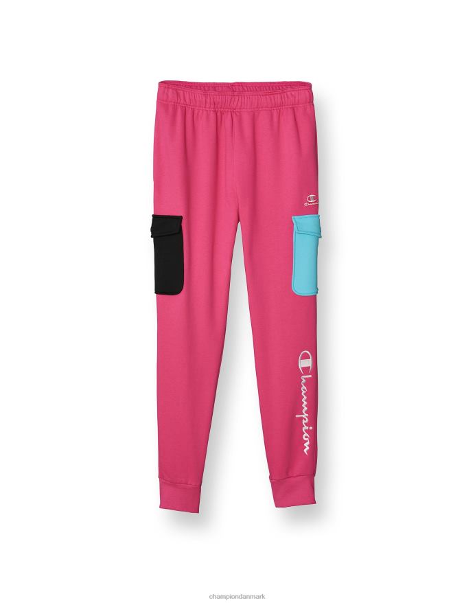 Champion blokerede klassiske fleece cargobukser corporate script 31 V6J66309 wow pink/udstilling blå/sort