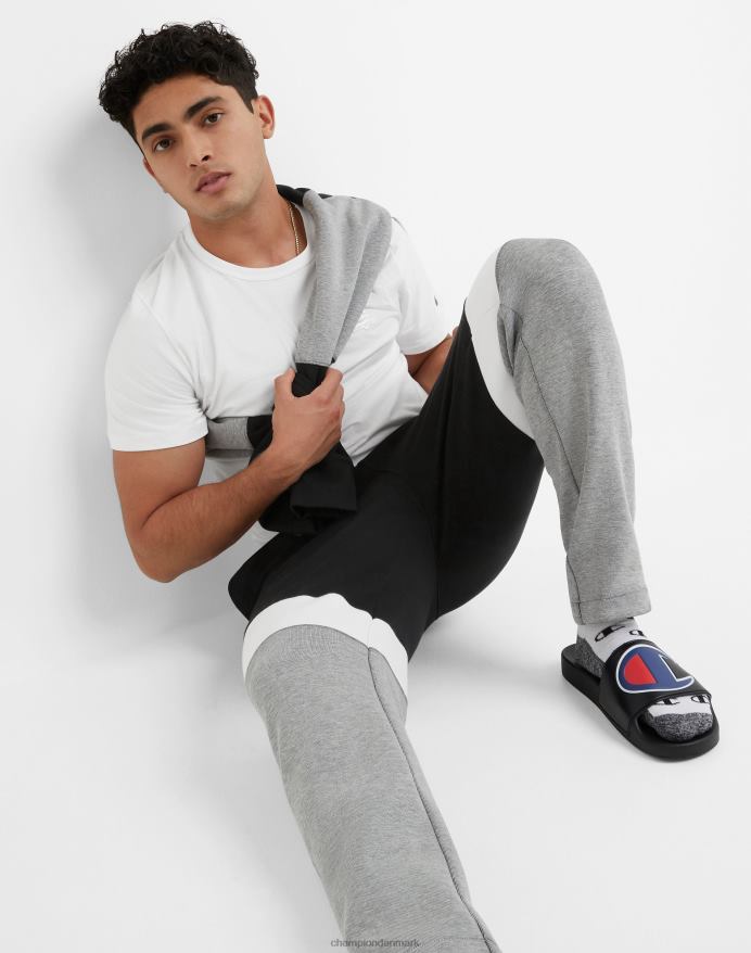 Champion flex colorblock bukser c patch 29 V6J66211 sort/hvid/oxfordgrå