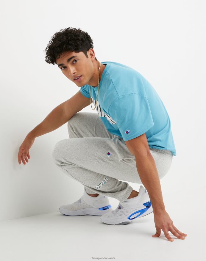 Champion global explorer french terry joggers aberration block logo 30 V6J66310 oxford grå lyng/multi