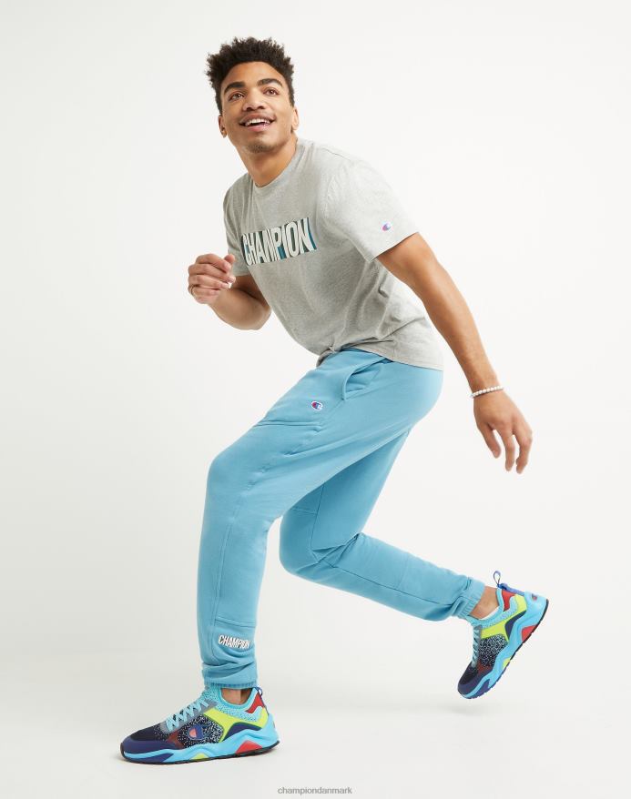 Champion global explorer french terry joggers aberration block logo 30 V6J66311 havbåd blå