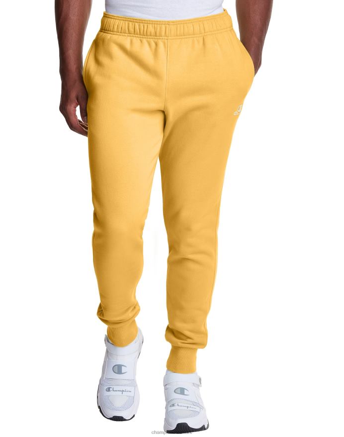 Champion klassiske fleece joggers c logo og script patch 31 V6J66327 kongeligt guld