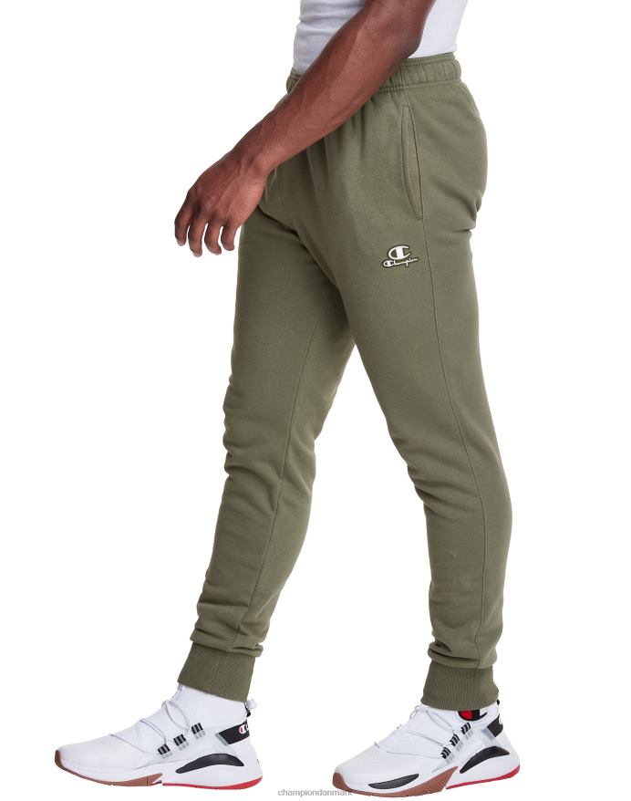 Champion klassiske fleece joggers c logo og script patch 31 V6J66332 fragt oliven