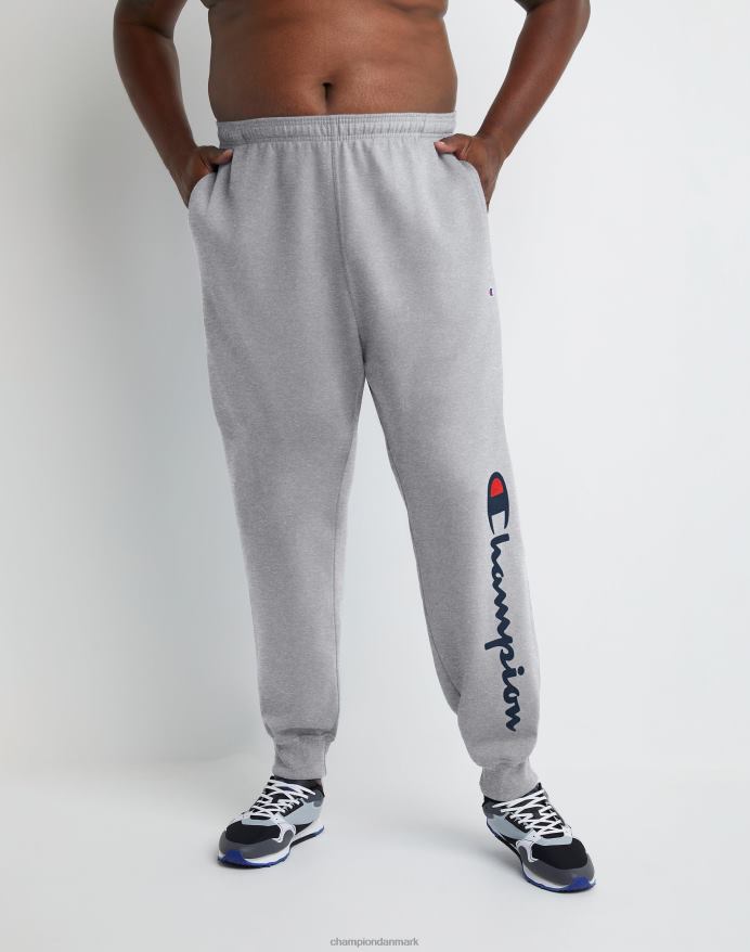 Champion store og høje powerblend joggers klassisk script logo 31 V6J66215 oxford grå