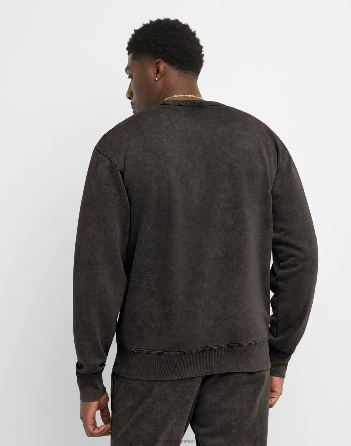 Champion acid wash crew sweatshirt bølget logo V6J6648 syrevask sort
