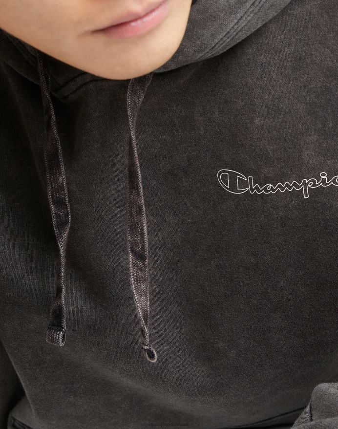 Champion acid wash crew sweatshirt bølget logo V6J6648 syrevask sort