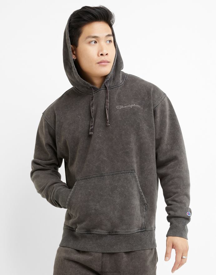 Champion acid wash sweatshirt bølget logo V6J6644 syrevask sort