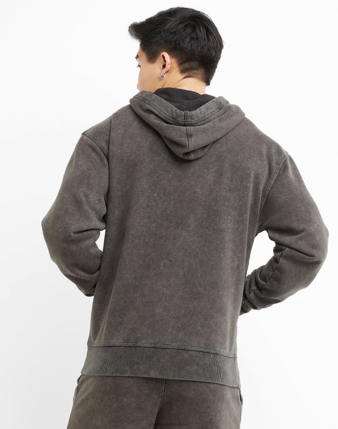 Champion acid wash sweatshirt bølget logo V6J6644 syrevask sort