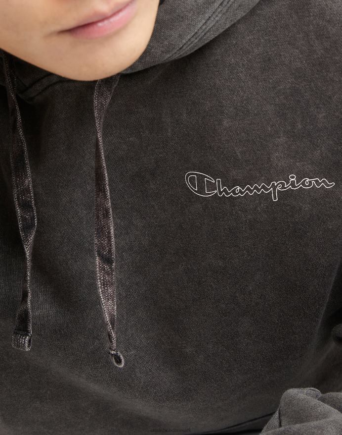 Champion acid wash sweatshirt bølget logo V6J6644 syrevask sort