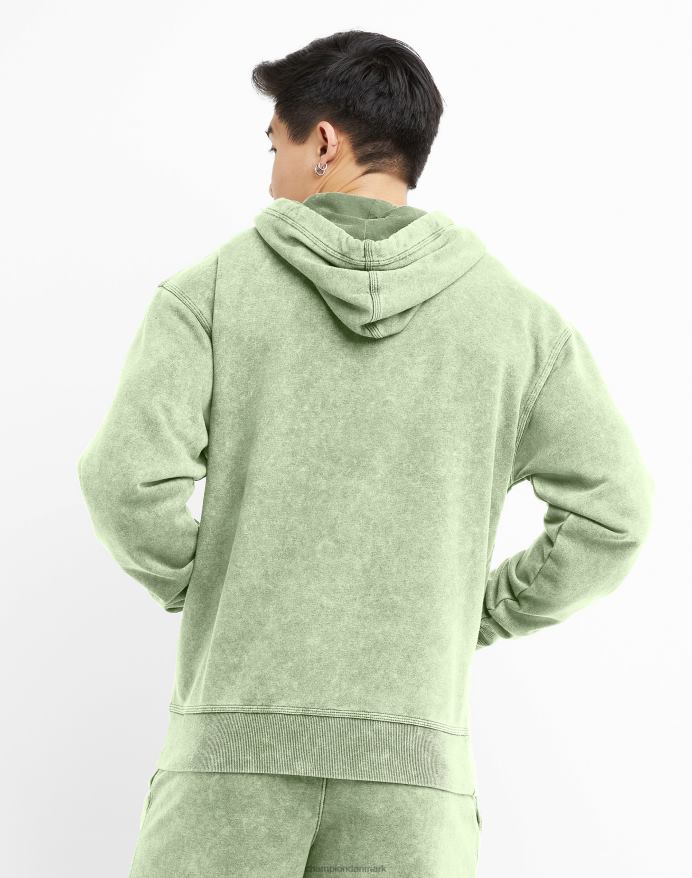 Champion acid wash sweatshirt bølget logo V6J6645 syrevask alt om oliven
