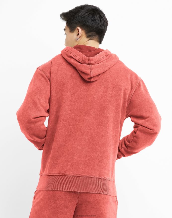 Champion acid wash sweatshirt bølget logo V6J6646 syre vask solar crimson