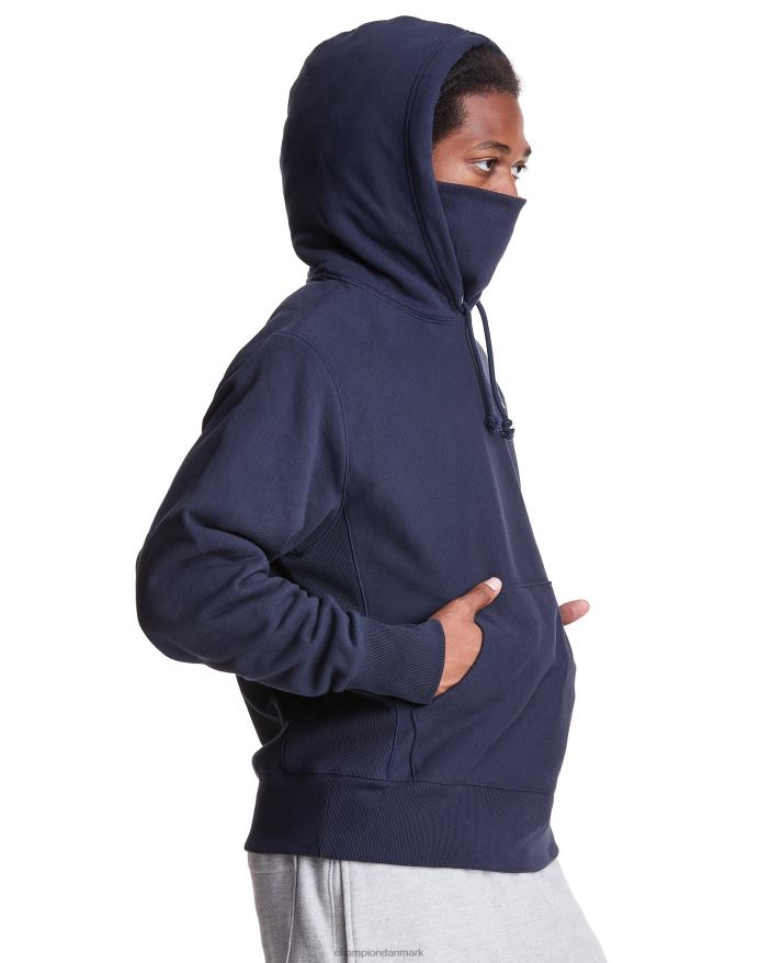 Champion clab defender serie omvendt vævet hættetrøje med to aftagelige tørklædemasker V6J66108 flåde