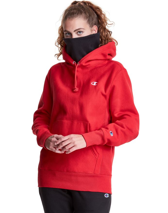 Champion clab defender serie omvendt vævet hættetrøje med to aftagelige tørklædemasker V6J66109 rød