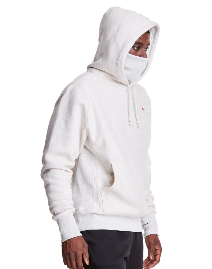 Champion clab defender serie omvendt vævet hættetrøje med to aftagelige tørklædemasker V6J66111 havregryn lyng