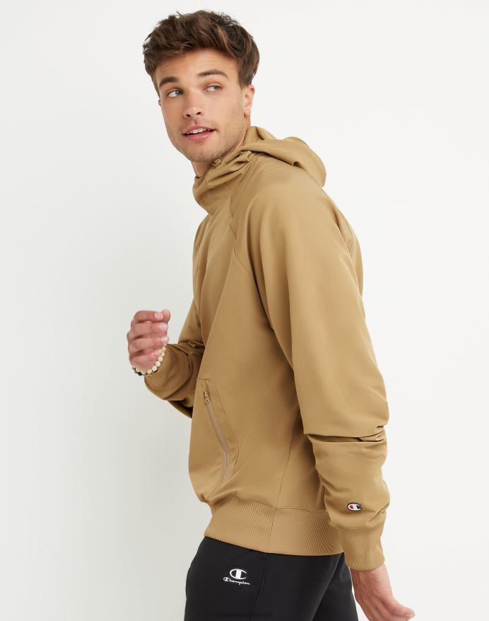 Champion clab defender serie stormshell hættetrøje med høj tæthed script V6J66155 fuld hvede khaki