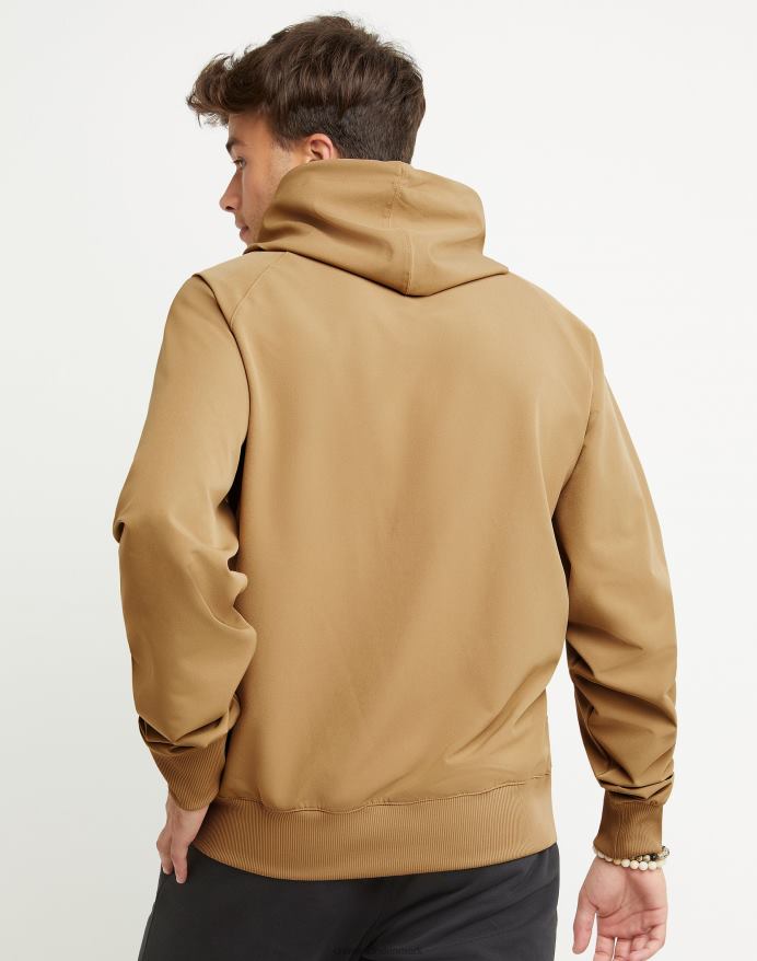 Champion clab defender serie stormshell hættetrøje med høj tæthed script V6J66155 fuld hvede khaki