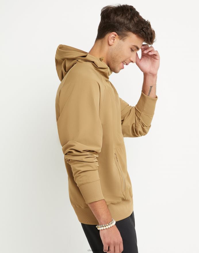 Champion clab defender serie stormshell hættetrøje med høj tæthed script V6J66155 fuld hvede khaki