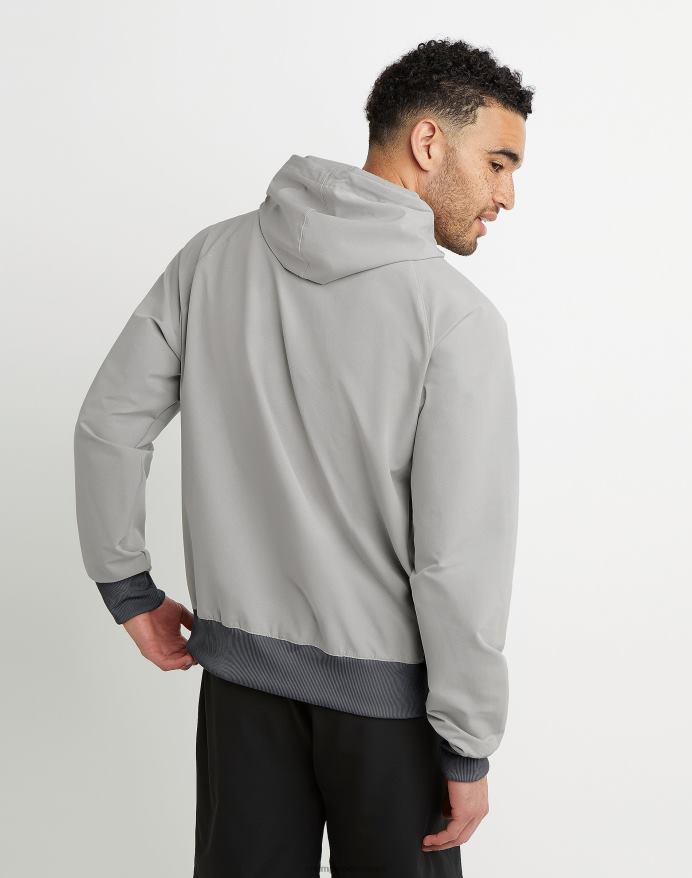 Champion clab defender serie stormshell hættetrøje med høj tæthed script V6J66156 oxford grå
