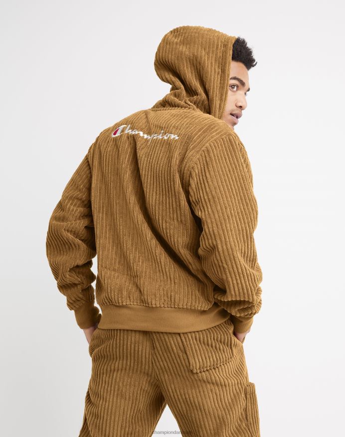 Champion fleece hættetrøje med kvart lynlås med høj luv c-logo V6J66162 fuld hvede khaki