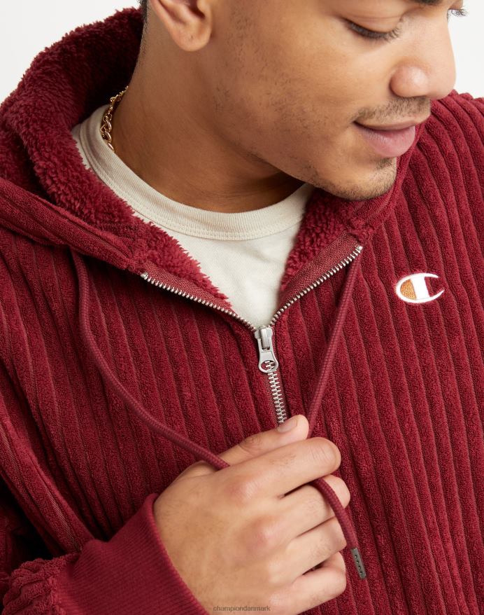 Champion fleece hættetrøje med kvart lynlås med høj luv c-logo V6J66164 kardinal