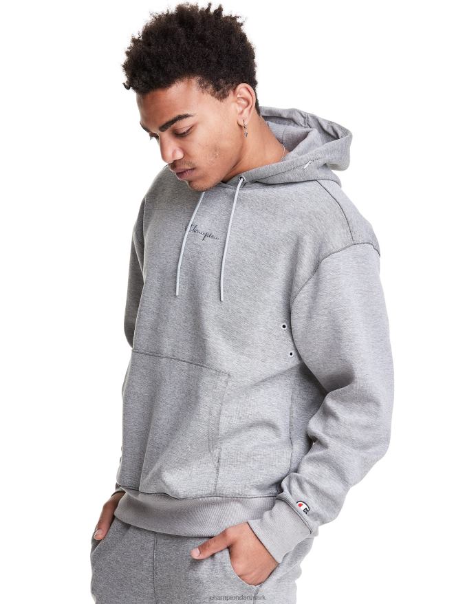 Champion flex hættetrøje broderet script logo V6J66152 oxford grå