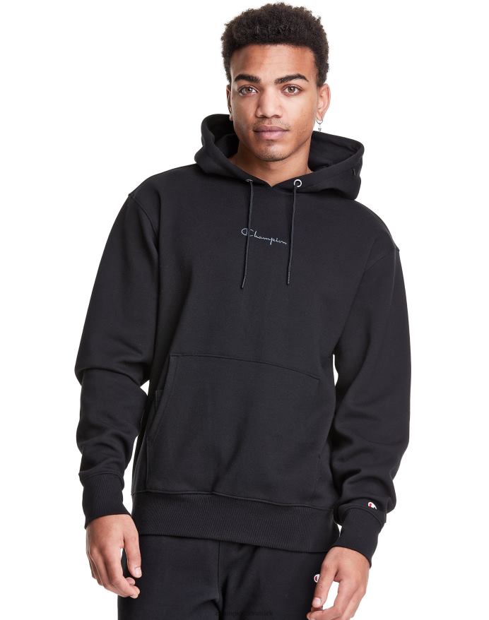Champion flex hættetrøje broderet script logo V6J66153 sort