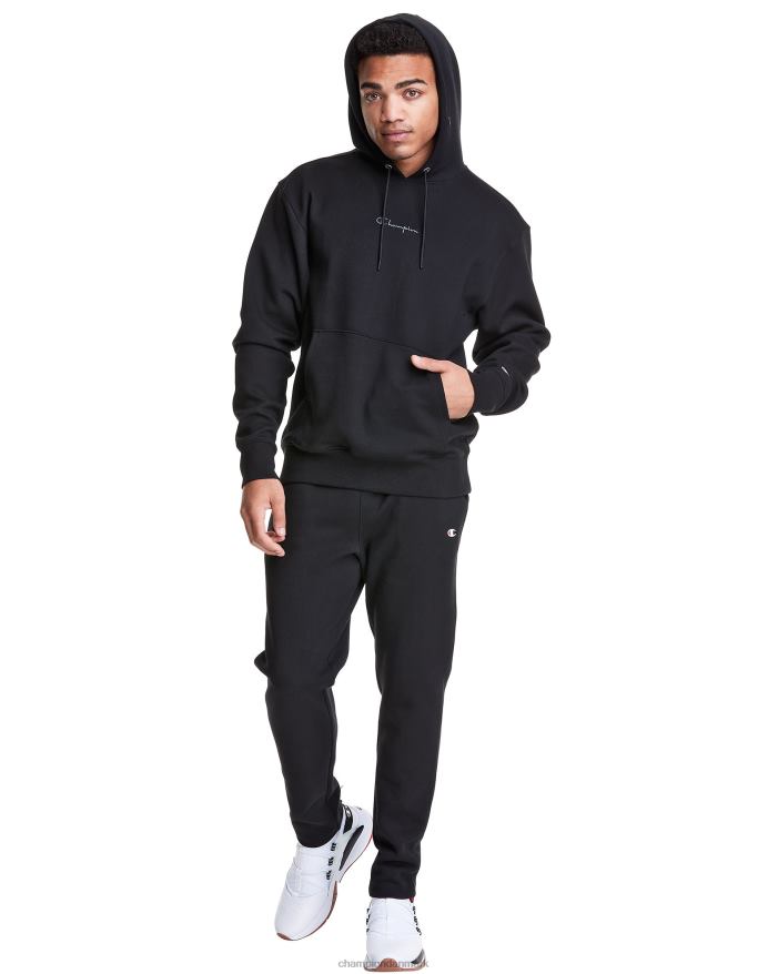 Champion flex hættetrøje broderet script logo V6J66153 sort