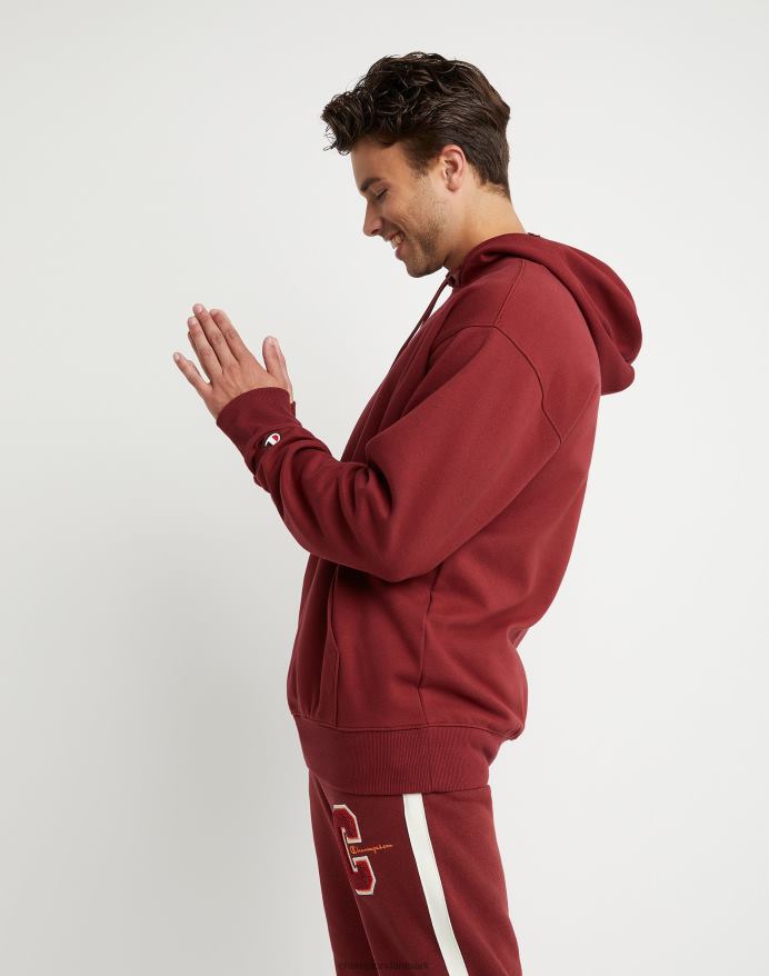 Champion flex hættetrøje broderet script logo V6J66154 kardinal