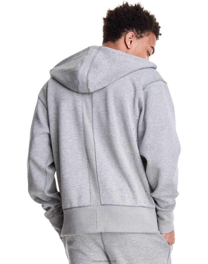 Champion flex hættetrøje med fuld lynlås, broderet script logo V6J66150 oxford grå