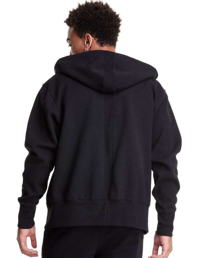 Champion flex hættetrøje med fuld lynlås, broderet script logo V6J66151 sort