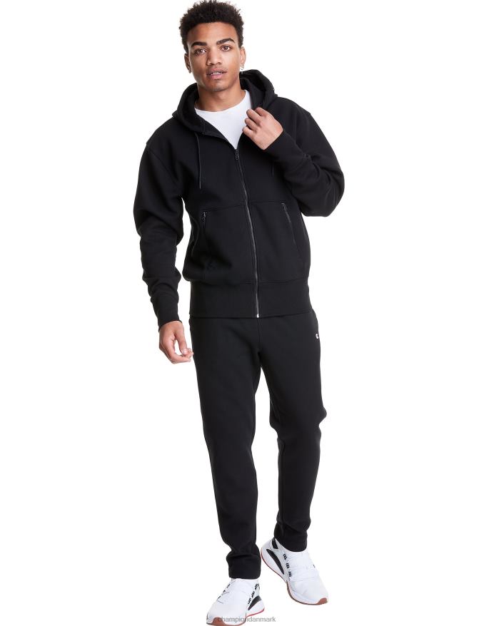 Champion flex hættetrøje med fuld lynlås, broderet script logo V6J66151 sort