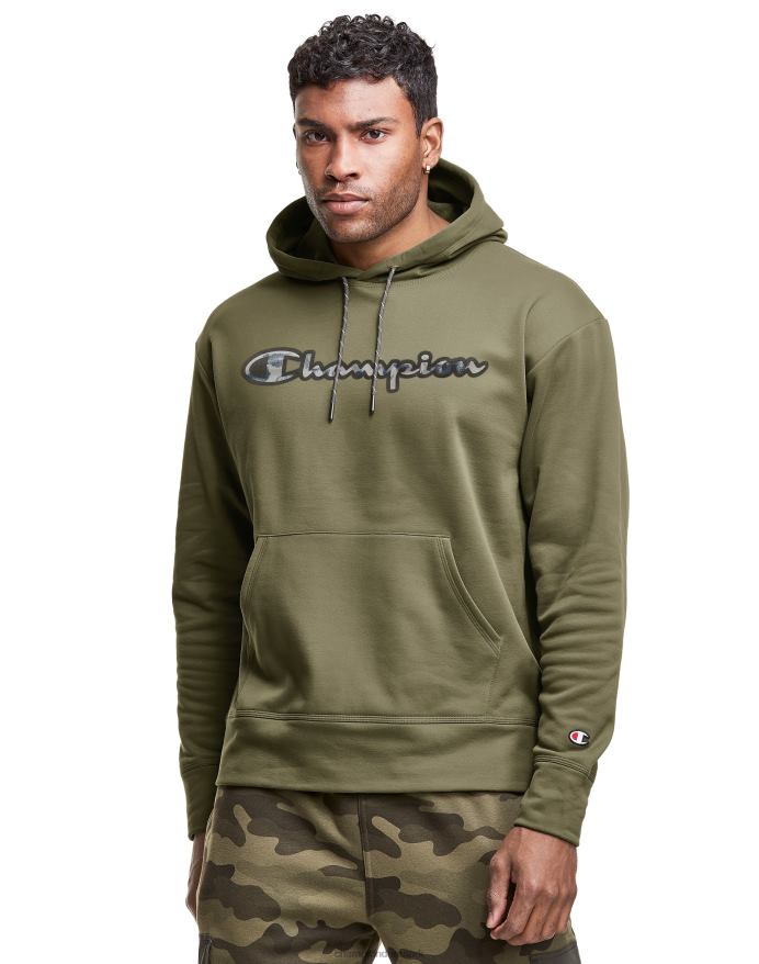 Champion game day hættetrøje camo logo V6J66158 cargo oliven/refleks