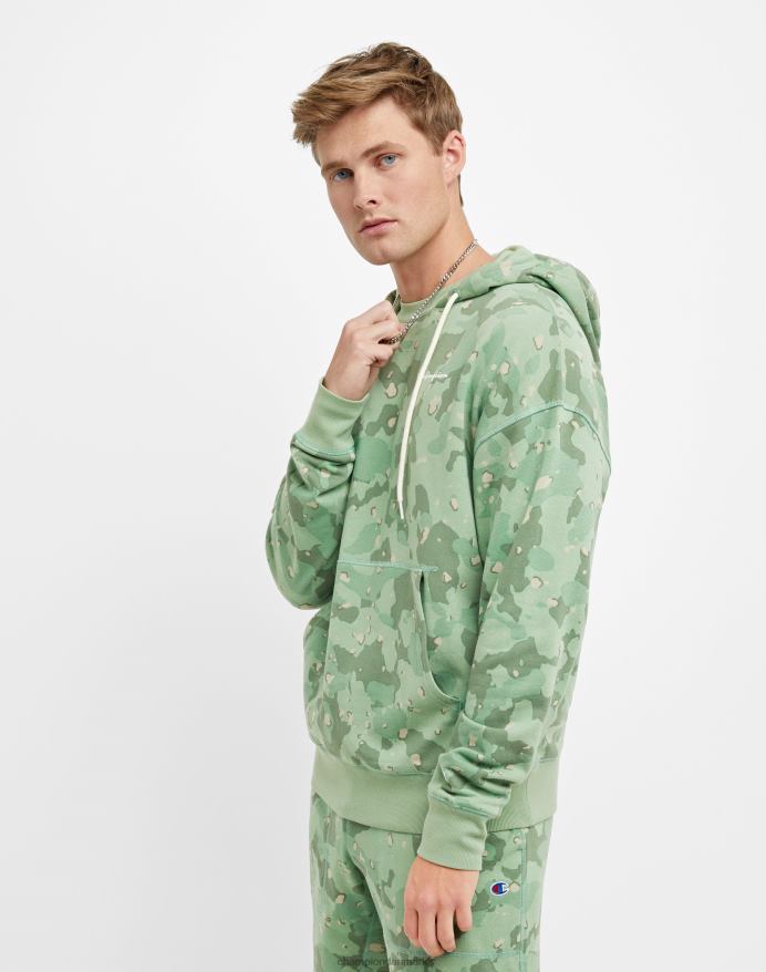 Champion global explorer french terry hættetrøje camo print script logo V6J6677 cc camo 2 handler om oliven