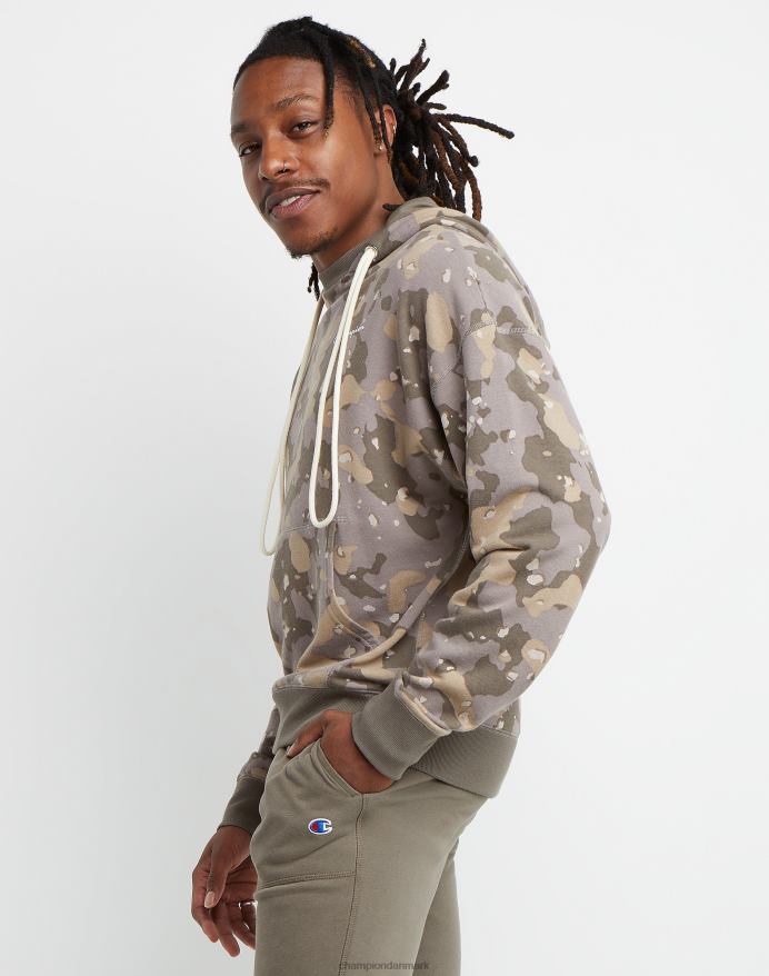 Champion global explorer french terry hættetrøje camo print script logo V6J6678 cc camo 2 rosinbrun