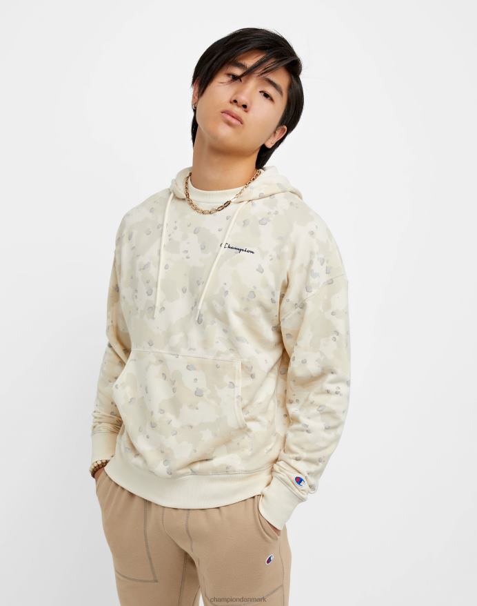 Champion global explorer french terry hættetrøje camo print script logo V6J6679 cc camo naturlig