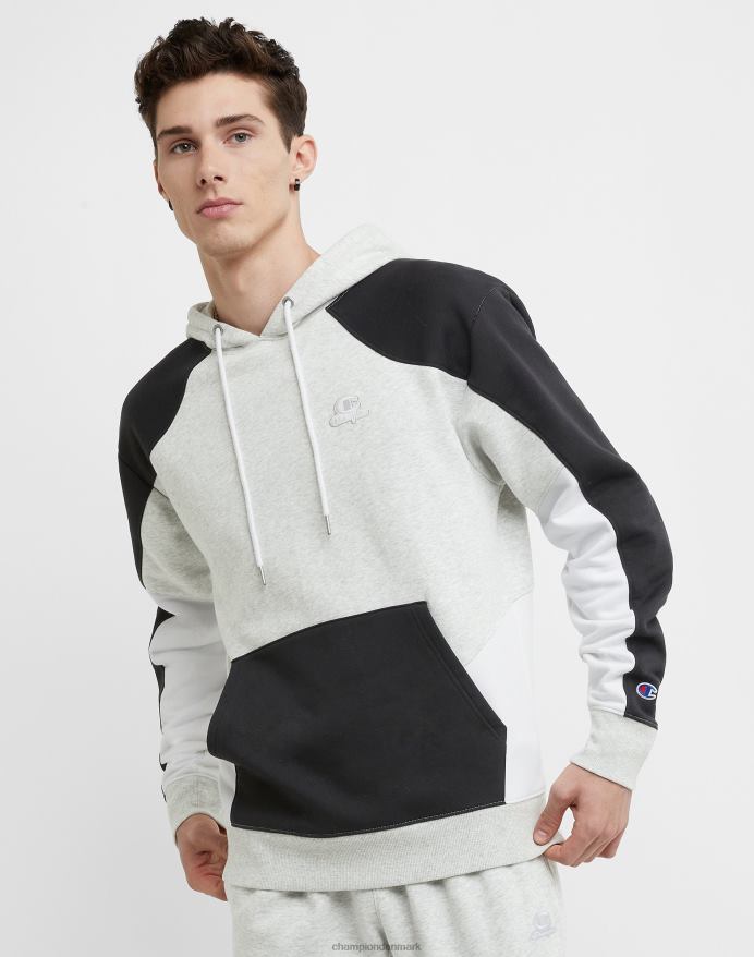 Champion klassisk fleece colorblock hættetrøje V6J664 bleget stencremelyng