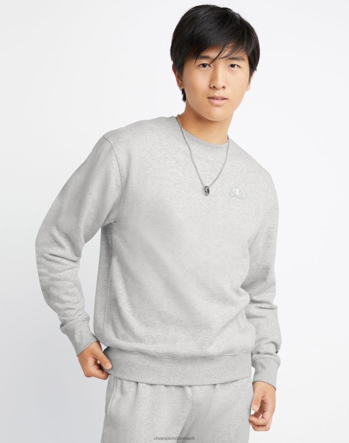Champion klassisk fleece crew c logo og script på applikation V6J66122 bleget stencremelyng