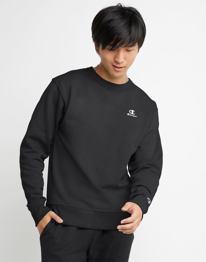 Champion klassisk fleece crew c logo og script på applikation V6J66123 sort