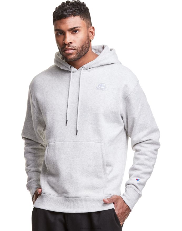Champion klassisk fleece hættetrøje broderet c script logo V6J66142 bleget stencremelyng