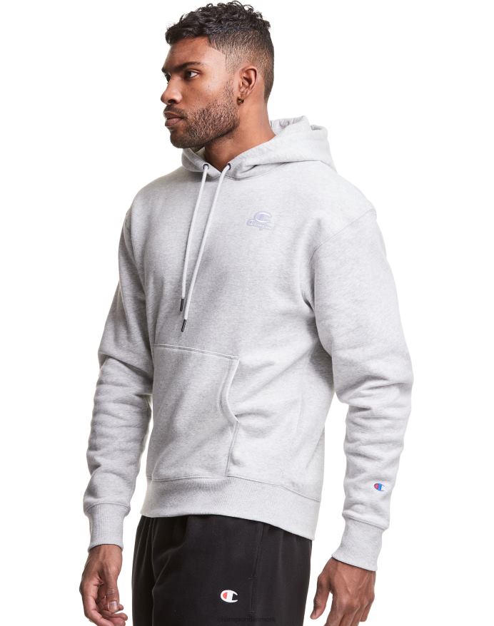 Champion klassisk fleece hættetrøje broderet c script logo V6J66142 bleget stencremelyng