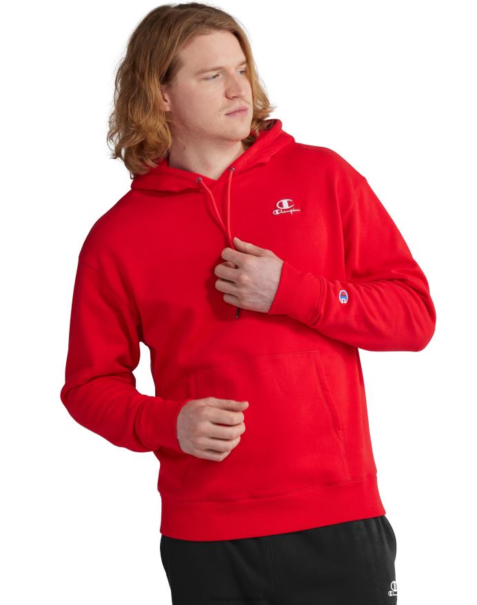 Champion klassisk fleece hættetrøje broderet c script logo V6J66146 rød