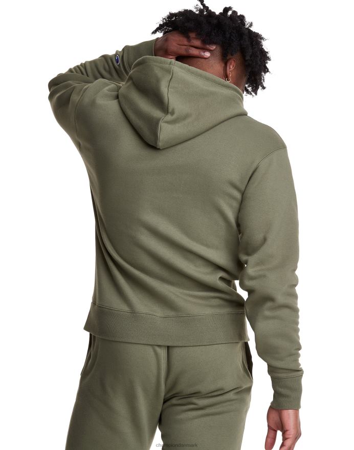 Champion klassisk fleece hættetrøje broderet c script logo V6J66148 fragt oliven