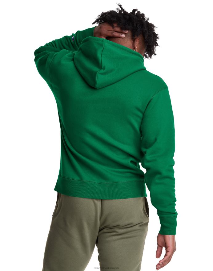 Champion klassisk fleece hættetrøje broderet c script logo V6J66149 atletisk mørkegrøn
