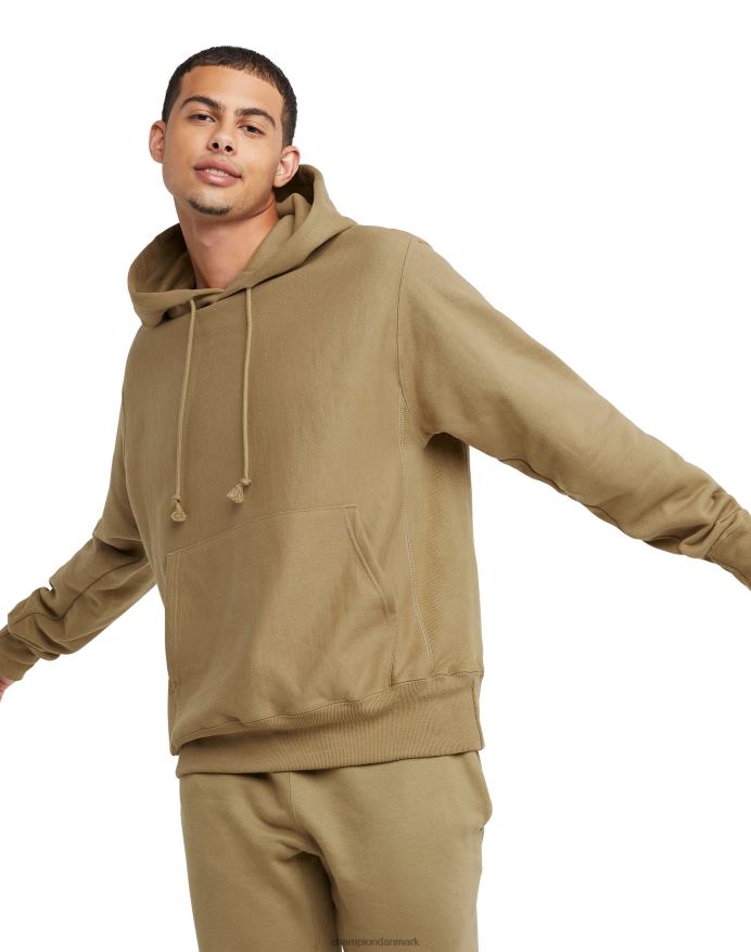 Champion omvendt vævet hættetrøje V6J6616 fuld hvede khaki