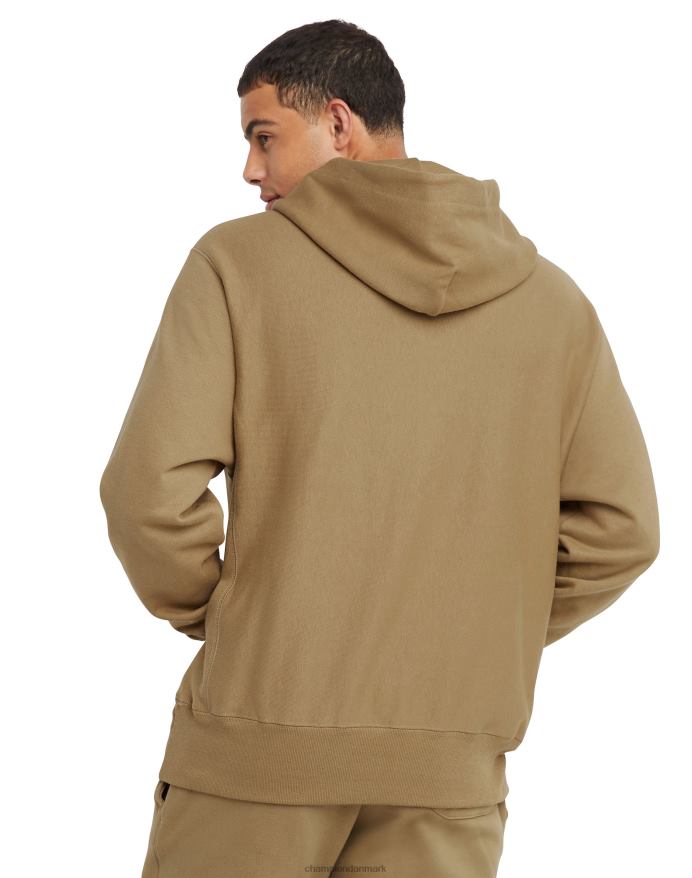 Champion omvendt vævet hættetrøje V6J6616 fuld hvede khaki