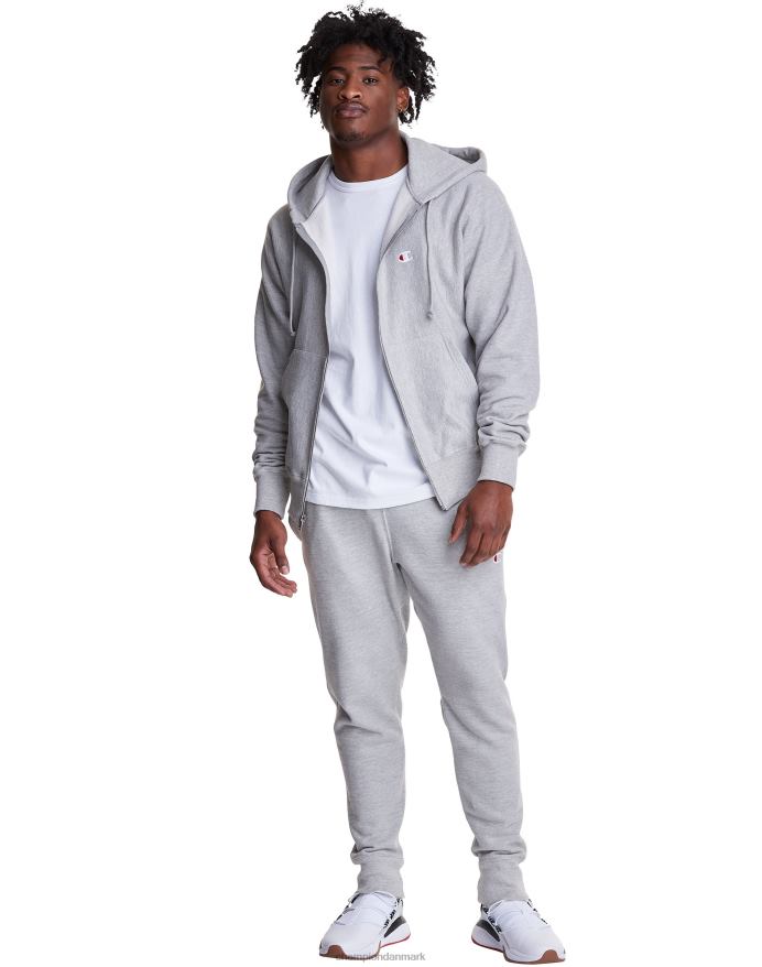 Champion omvendt vævet hættetrøje med fuld lynlås, broderet c-logo V6J6676 oxford grå