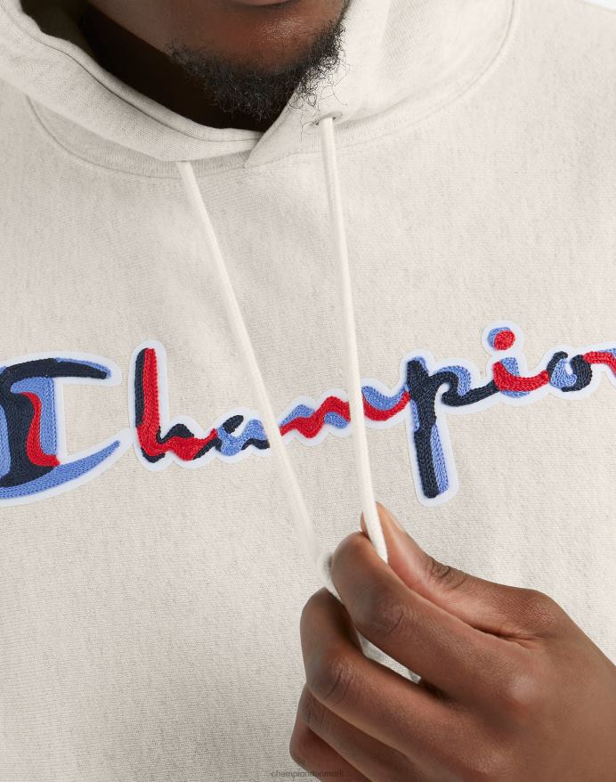 Champion omvendt vævet hættetrøje med kædesyet skrift V6J66102 havregryn lyng