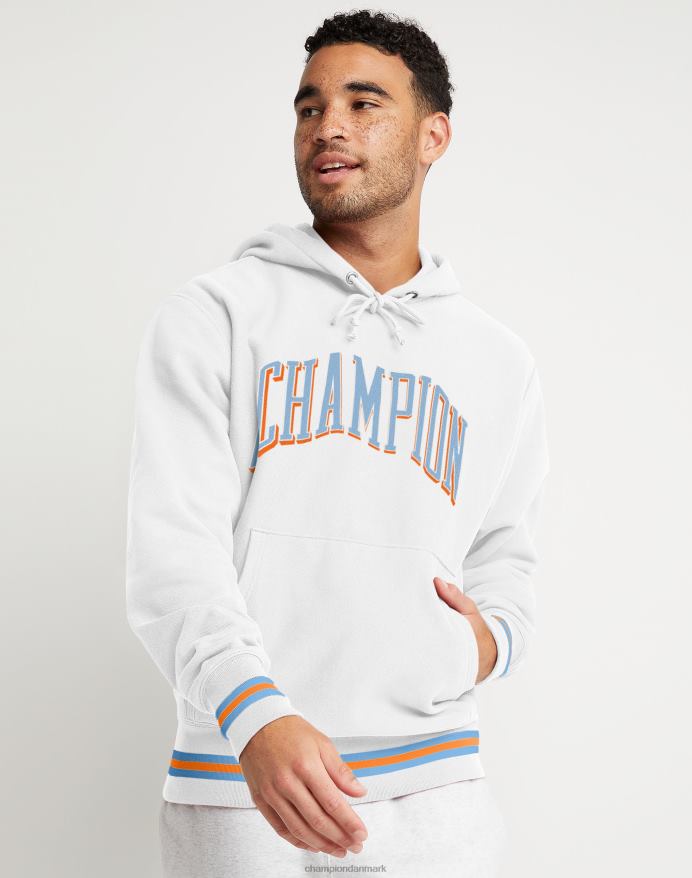 Champion omvendt vævet hættetrøje med skærmtryk bue-logo V6J66126 hvid