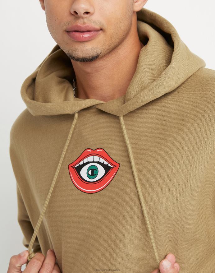 Champion omvendt vævet hættetrøjemund c V6J66134 fuld hvede khaki
