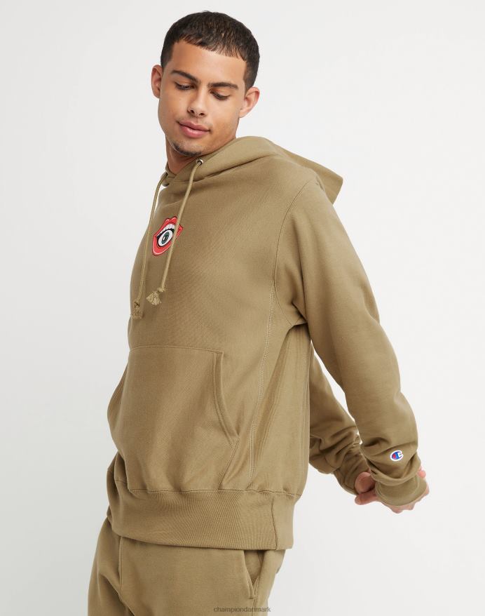Champion omvendt vævet hættetrøjemund c V6J66134 fuld hvede khaki