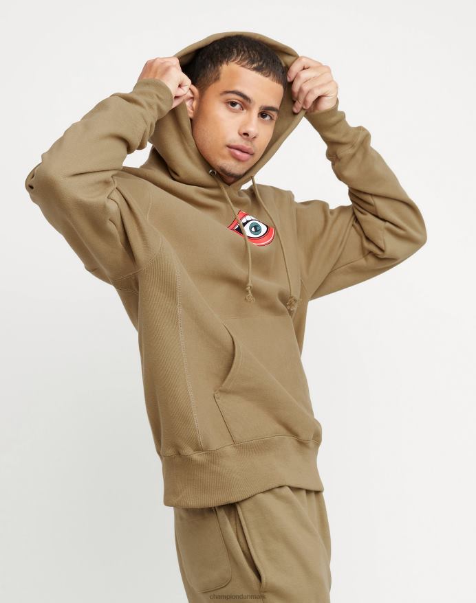 Champion omvendt vævet hættetrøjemund c V6J66134 fuld hvede khaki